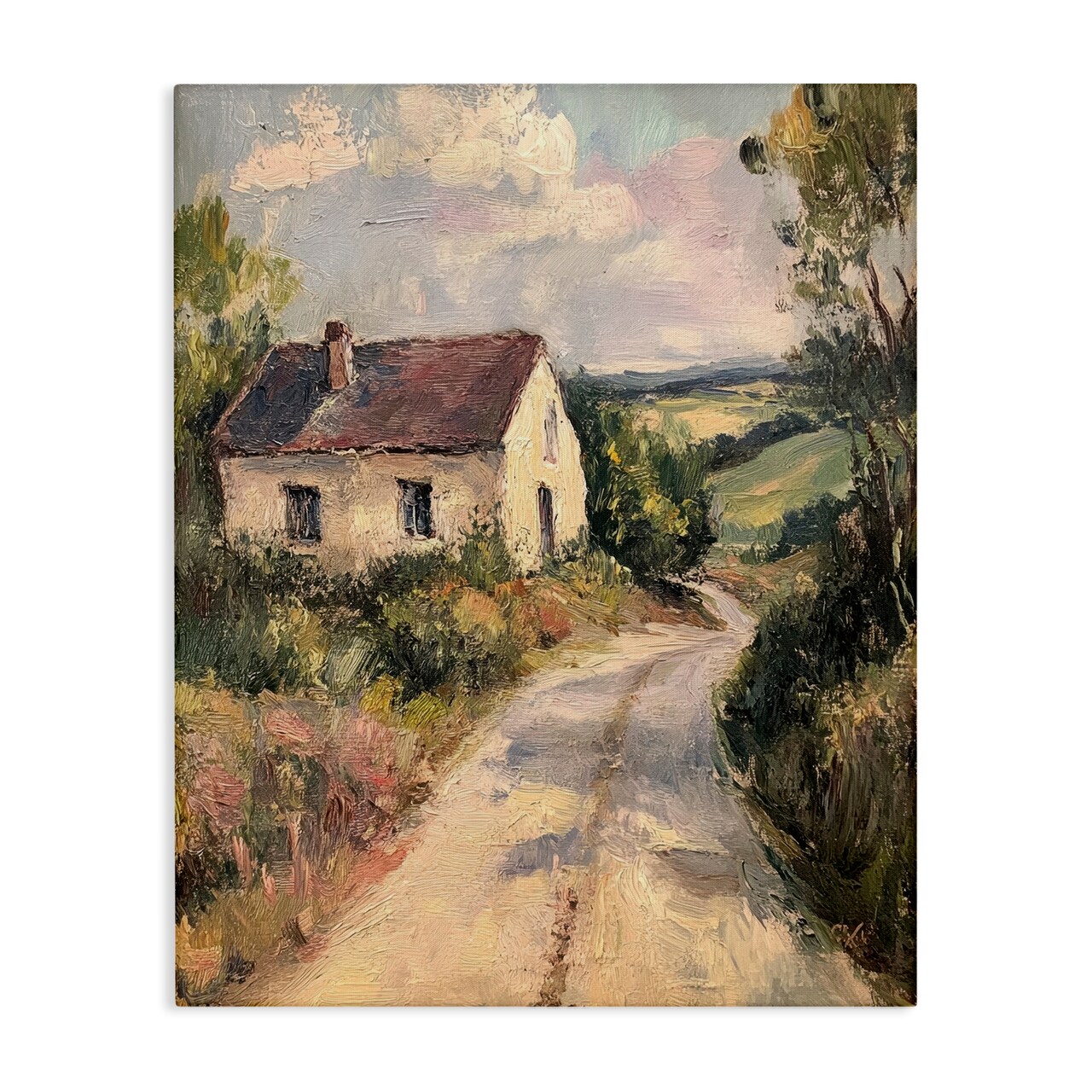 Stupell Industries Scenic Cottage Road Canvas Design by Petal Prints Design